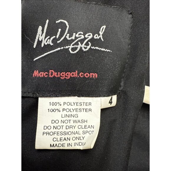 Mac Duggal Size 4 Black Gold 93590 Sequin Beaded Long Sleeve Cocktail Midi Dress - Picture 8 of 9